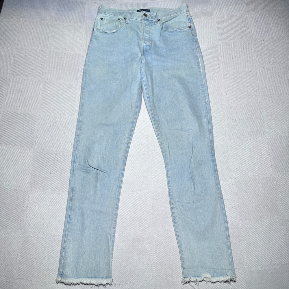 Levi's Made & Crafted 501 S Skinny Jeans Womens 27 Raw Hem Light Wash Button Fly
